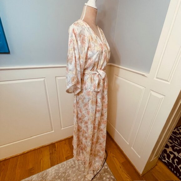 Baltic Born Watercolor Floral Flowy Kimono Maxi Dress Elastic Waist XXXL - Picture 6 of 10